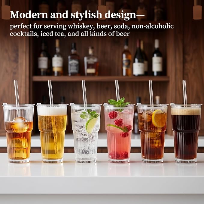 20oz Iced Coffee Cups with Lids and Straws, Smoothies