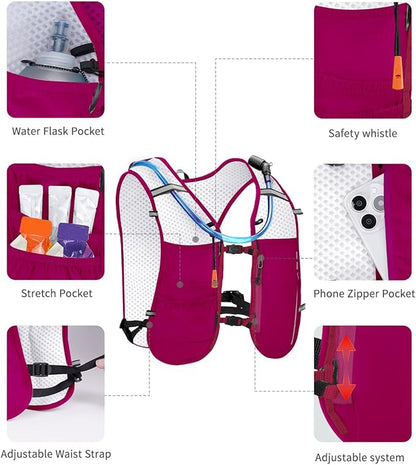 ECOHUB Running Hydration Vest Backpack,Lightweight Breathable Pack with 2L Water Bladder Bag Daypack for Hiking Trail Running Cycling Race Marathon for Women Men