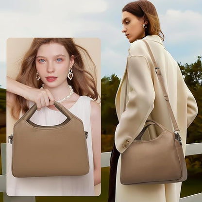 KOGTLA Genuine Leather Purses for Women, Crossbody Shoulder Bags with Top-Handle, Tote Satchel Handbags