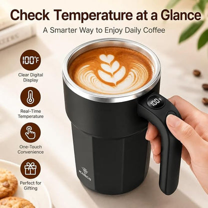 Self Stirring Coffee Mug, 12oz Rechargeable Magnetic Mixing Cup