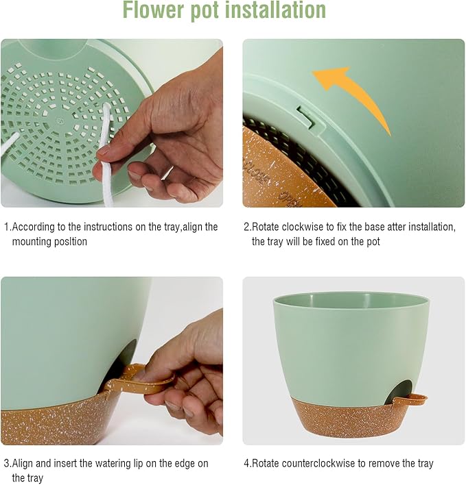 Big Self Watering Pots 12/10/9 inch, Plant Pots