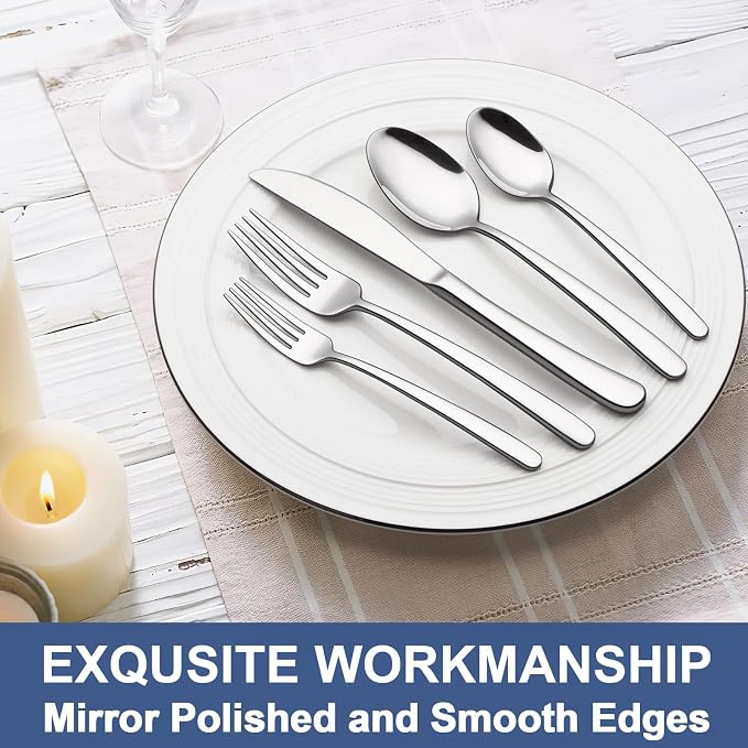 30-Piece Silverware Set for 6, Wildone Premium Stainless Steel Flatware Set