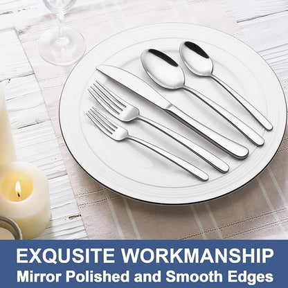 30-Piece Silverware Set for 6, Wildone Premium Stainless Steel Flatware Set