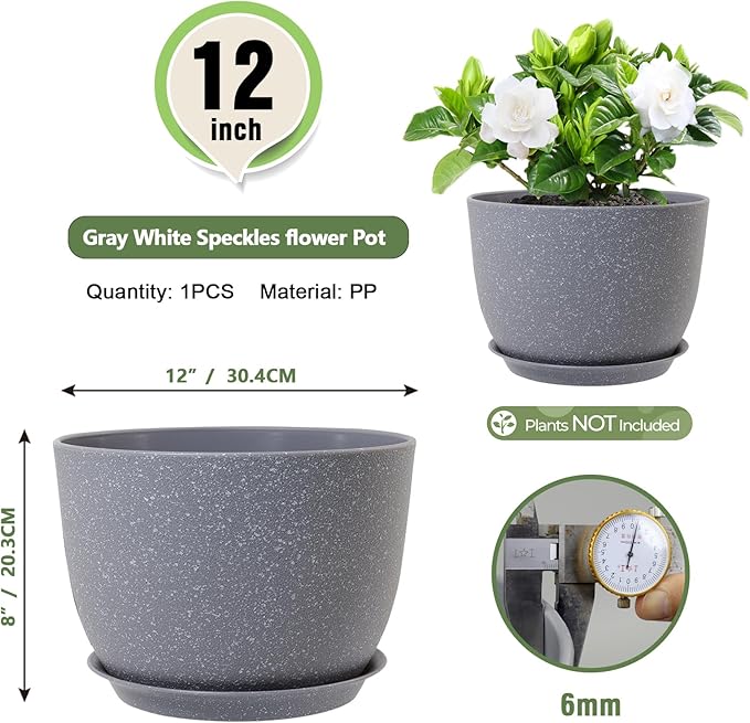 Plant Pots 12 inch, Plastic Planters
