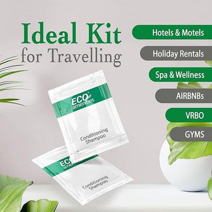 ECO Sachet Individually Wrapped Toiletries, Travel Size Bulk Shampoo and Conditioner 2in1 10ml (100 pk) Mini Hotel Toiletries Conditioning Shampoo 2in1 | Travel size Toiletries