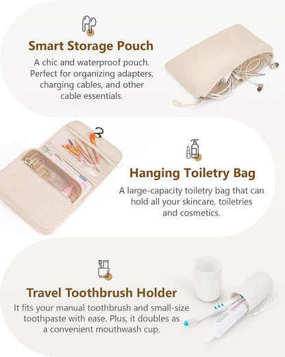 Compression Packing Cubes 12 Set, Suitcase Organizers, Extendable Packing Cubes, Luggage Organizer Bags, Travel Essentials, Beige