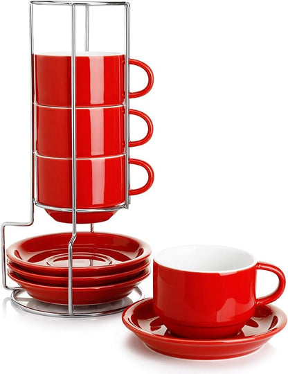 Sweese 8 Ounce Porcelain Stackable Cappuccino Cups