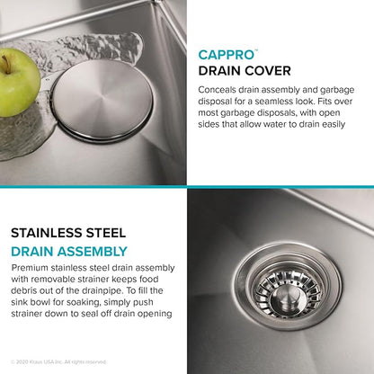 KRAUS Standart Pro 13-inch Undermount Single Bowl 16 Gauge Stainless Steel Bar Kitchen Sink, KHU101-13