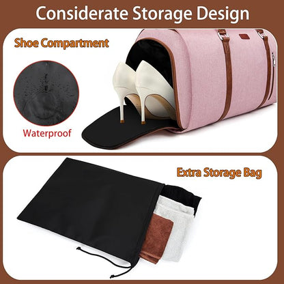 Convertible Garment Duffel Bag for Travel - Carry On Garment Bags With Toiletry Bag Large Weekender Bag for Men Women 2 in 1 Hanging Suitcase Suit Travel Duffel Overnight Bags 4pcs Set