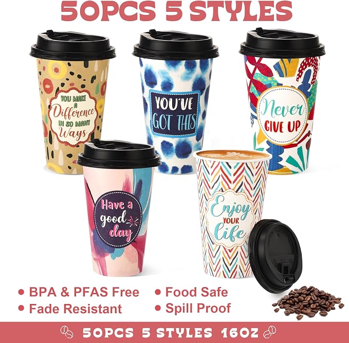 50 Pack 16 oz Disposable Coffee Cup