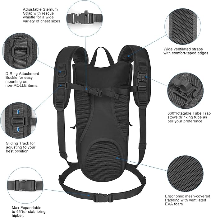 Unigear Tactical Hydration Packs Backpack 1050D with 3L Water Bladder, Thermal Insulation Pack Keeps Liquid Cool up to 4 Hours for Hiking, Cycling, Hunting and Climbing