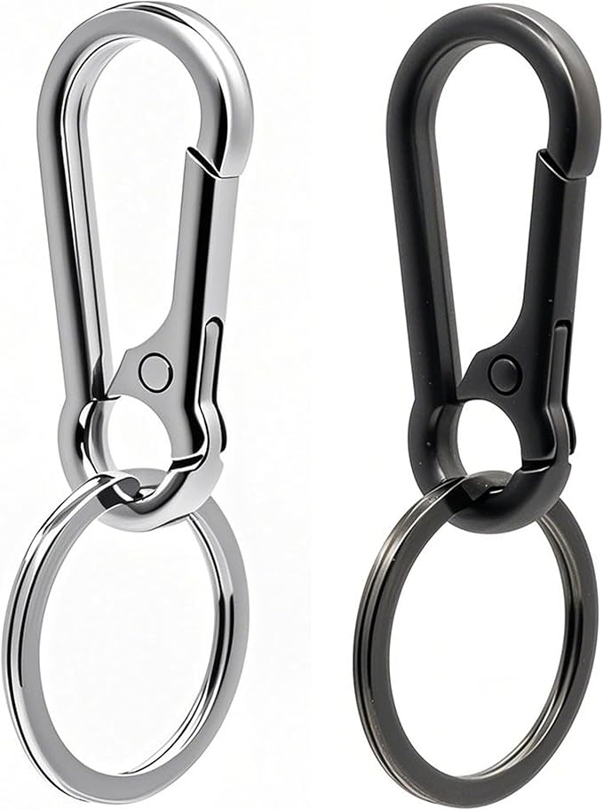 Keychain Keyring Set for Men Women Classic Metal Home Car Key Holder Organizer Portable Carabiner Clip Accessories 2PCS
