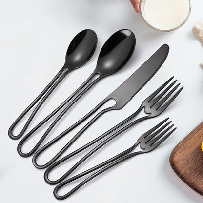 Black Silverware Hollow Flatware Set
