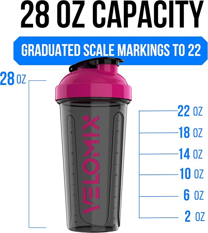 VELOMIX 2 Pack 28oz Protein Shaker Bottle