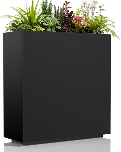 Worth 28" Galvanized Steel Planter Box, Outdoor Rectangular Tall Metal Planter
