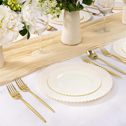 U-QE 60PCS Ivory Plastic Plates