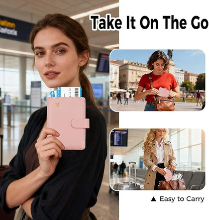 Melsbrinna Premium Leather Passport Holder Covers Case, Waterproof Rfid Blocking Travel Wallet Passport Holder with Pen Holder, Cute Passport Book for Women/Men