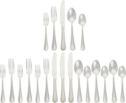 Amazon Basics Silverware Set, Stainless Steel Flatware, Dishwasher Safe