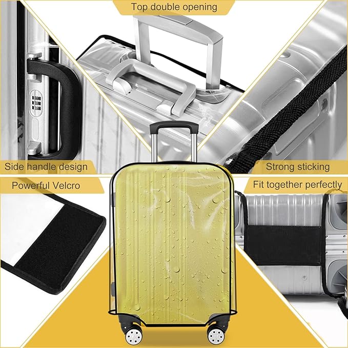 Suitcase Cover for 24" Luggage TSA Approved Clear PVC Thickened Protective Sleeve Cover for Wheeled Luggage Waterproof