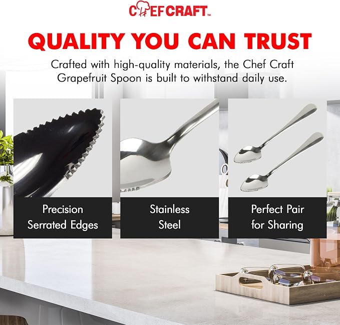 Chef Craft - Select Serrated Grapefruit Spoon, 6.5 Inches 2 Piece Set of