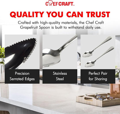 Chef Craft - Select Serrated Grapefruit Spoon, 6.5 Inches 2 Piece Set of