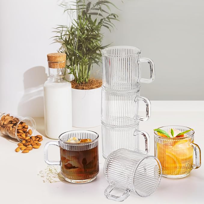 Noamus 6 Pack Premium Glass Coffee Mugs