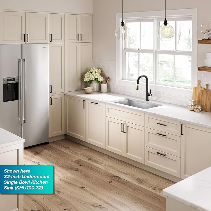 Kraus Kitchen Sinks Undermount - 32 Inch Stainless Steel Kitchen Sink, 60/40 Double Bowl, 16 Gauge, Model KHU103-32