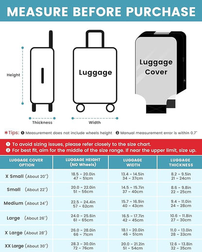 Travelkin Clear Luggage Cover Protectors For Suitcase Transparent TPU Suitcase Cover Protector Fit 18-32 Inch Luggage