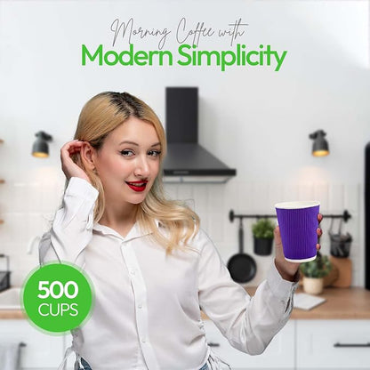 Restaurantware-12 Ounce Disposable Coffee Cups, 500 Ripple Wall Hot Cups