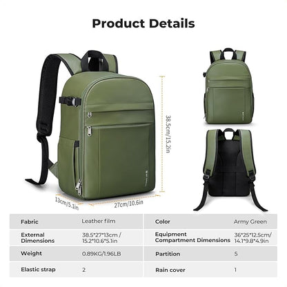 K&F CONCEPT Camera Backpack Bag, Professional DSLR/SLR/Mirrorless Camera Bag with Tripod Holder & Rain Cover, Waterproof Photography Camera Case Compatible with Canon/Sony/Nikon/FUJIFILM