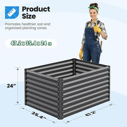 Quictent Galvanized Raised Garden Bed 4x3x2ft Tall Garden Bed Extra Height