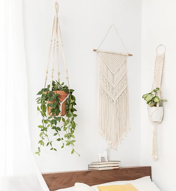 Mkono Macrame Plant Hanger Indoor Hanging Planter Basket