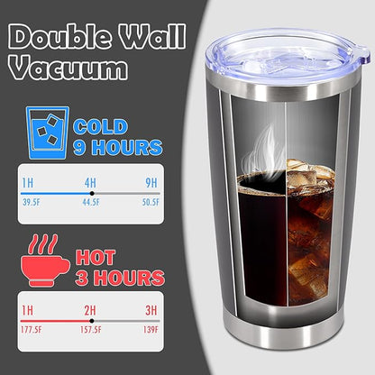 20oz Tumbler Stainless Steel Tumbler Cup with Lid Vacuum Insulated Double Wall Travel Mug, Durable Powder Coated Travel Coffee Tumbler Mug for Hot & Cold Drinks, Grey,4 Pack
