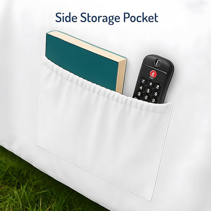 Degrees of Comfort Twin Sheet Set for Air Mattress – Extra Deep Pocket Fitted Sheet up to 22”, 4-Piece Bedding Sets with Dual Side Storage Pockets,Soft & Wrinkle-Free, Breathable Fabric, White