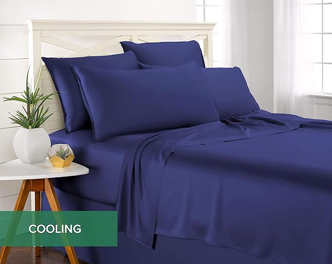 Pure Bamboo Twin Sheets, Genuine 100% Organic Viscose Derived from Bamboo Bed Sheet Set, Luxuriously Soft & Cooling, Double Stitching, 2 Year Quality Promise (Twin, Cobalt Blue)