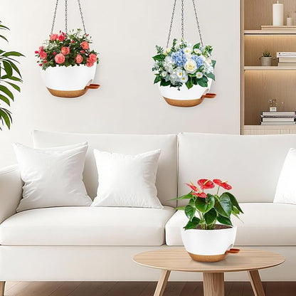 10 inch Hanging Planters for Indoor Plants, 3 Pack Self-Watering Hanging
