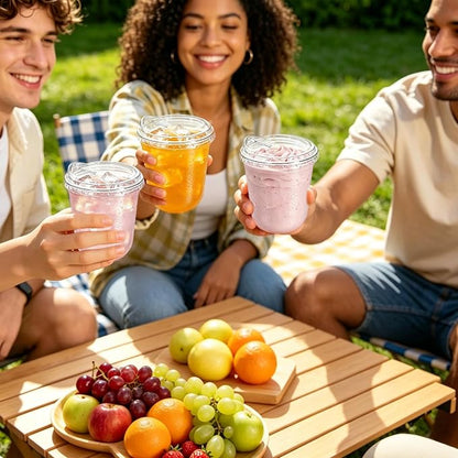 100 Sets 12 oz Clear Plastic Cups