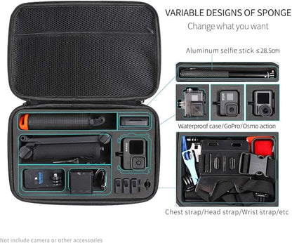 SUREWO Surface-Waterproof Carrying Case Compatible with GoPro Hero 13/12/11/10/9/8/7/(2018)/6/5 Black,DJI osmo action,AKASO/Campark/YI Action Camera and More