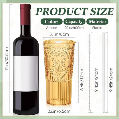 16 Set 20oz Vintage Plastic Tumbler