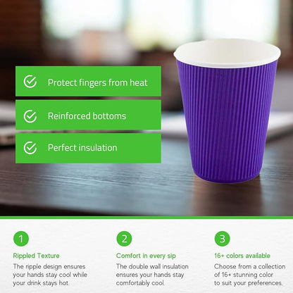 Restaurantware-12 Ounce Disposable Coffee Cups, 500 Ripple Wall Hot Cups