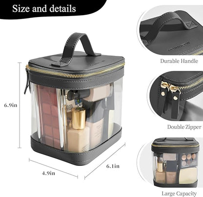 ROWNYEON Clear Makeup Case Toiletry Bag Multipurpose Travel Makeup Train Case Portable Cosmetic Organizer Transparent Storage Bag