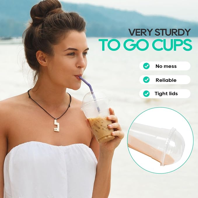 100 PACK 16 oz Clear Plastic Cups
