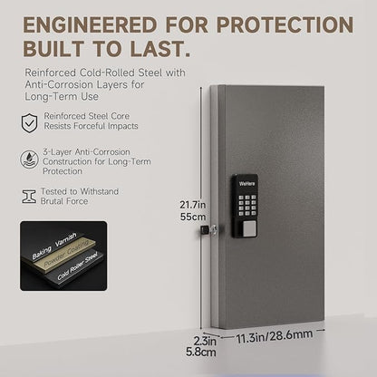 WeHere 48 Key Lock Box Wall Mount, APP Bluetooth/OTP/Wi-Fi/Fixed Code/Key Unlock, Smart Key Cabinet with Key Tag, Key Organizer Holder Box, Key Management Directory for Office, Valet, Realtor, Hotel