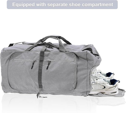 Duffle Bag for Travel, Women's Travel Duffel Bag, with Fixed Luggage Strap, Travel Duffle Bags, Shoe Compartment and Wet Pocket Design, Gray