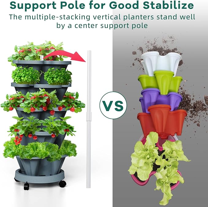 7 Tiered Strawberry Vertical Planters Tower Garden 2 Pack, Stacking Herb
