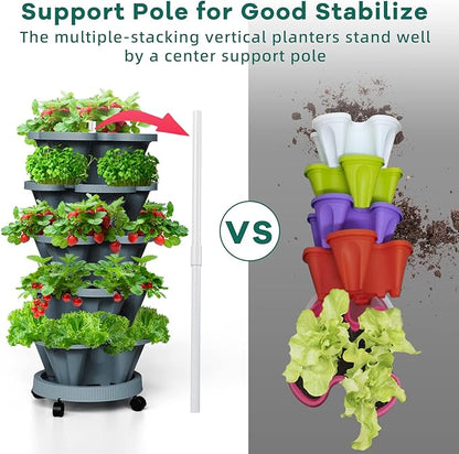 7 Tiered Strawberry Vertical Planters Tower Garden 2 Pack, Stacking Herb