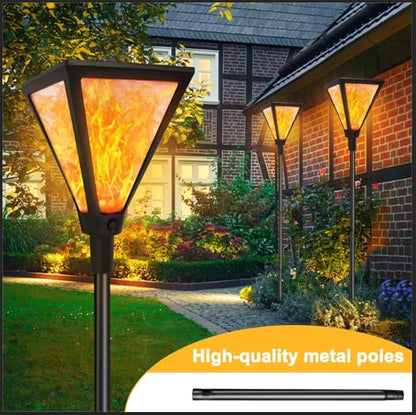 Upgraded Extra-Tall Solar Lights Outdoor, 2 Pack Flickering Flame Solar Torch