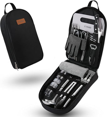 Camping Cookware Storage Bag - Camping Cooking Utensils Set Bag Camping Tool Portable Storage Bag Suitable for Knife, Fork, Spoon, Chopping Board, Chef's Knife,Kitchenware Storage