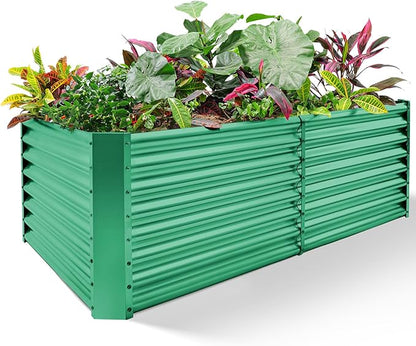 Land Guard 6×3×2 ft Galvanized Metal Raised Garden Bed, 2FT Deep Root Elevated