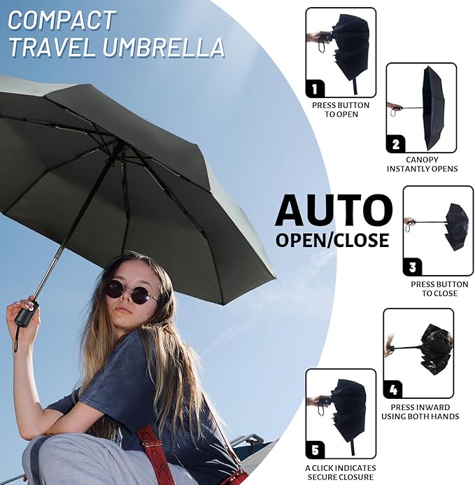 SY COMPACT Travel Umbrella Windproof Automatic Umbrellas Small Compact UV Sun Protection Factory Outlet Umbrella